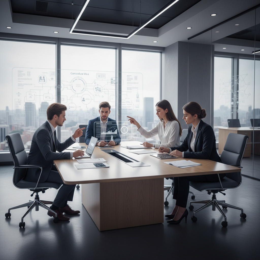 Consultants examinant des CV dans un bureau de recrutement.