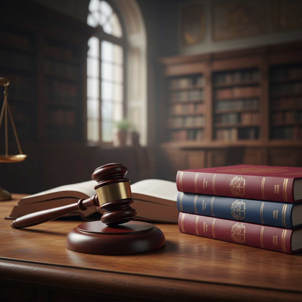 Marteau de juge et documents du Code du travail français.